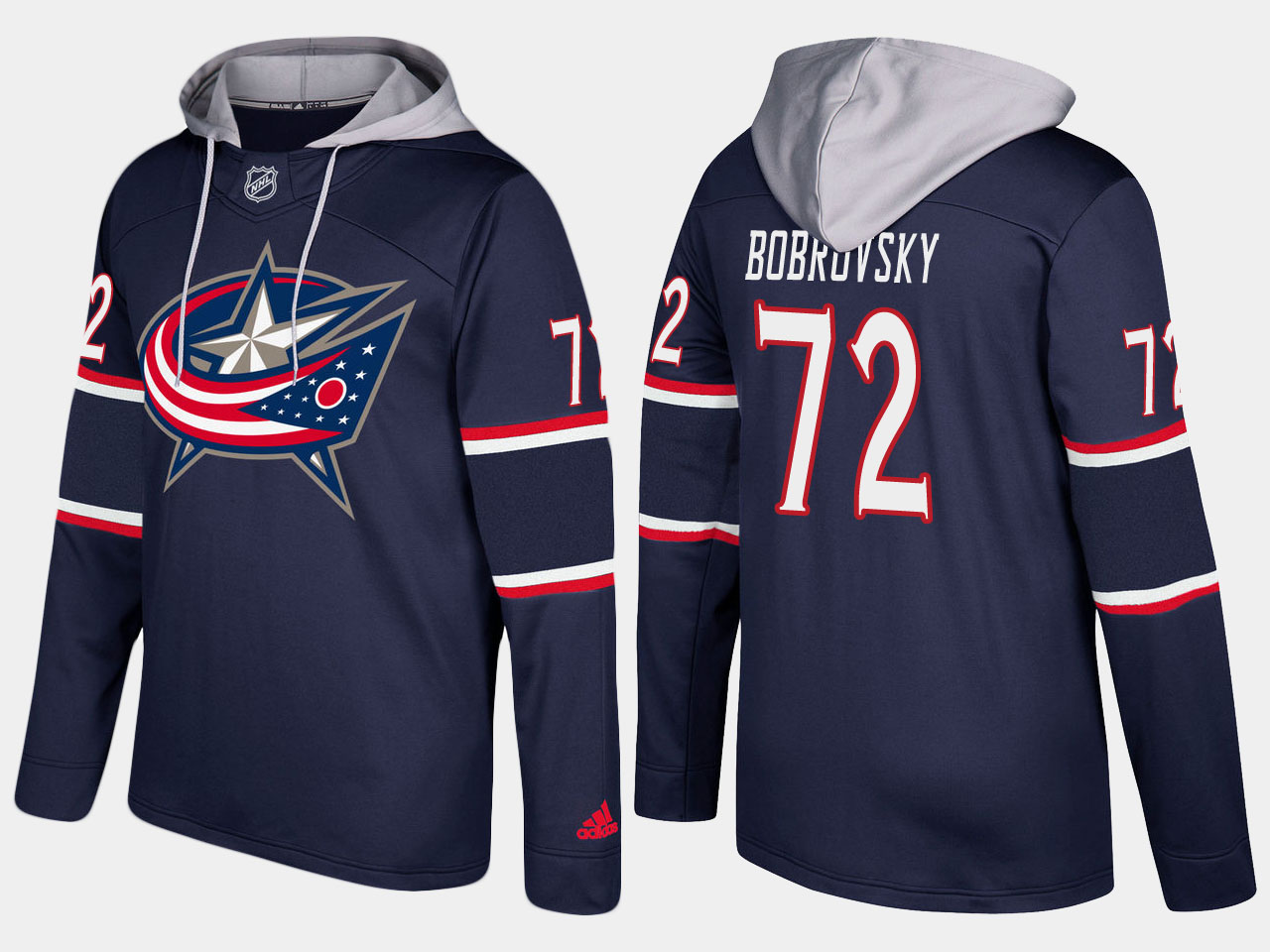 Men NHL Columbus blue jackets #72 sergei bobrovsky navy blue hoodie->chicago bears->NFL Jersey